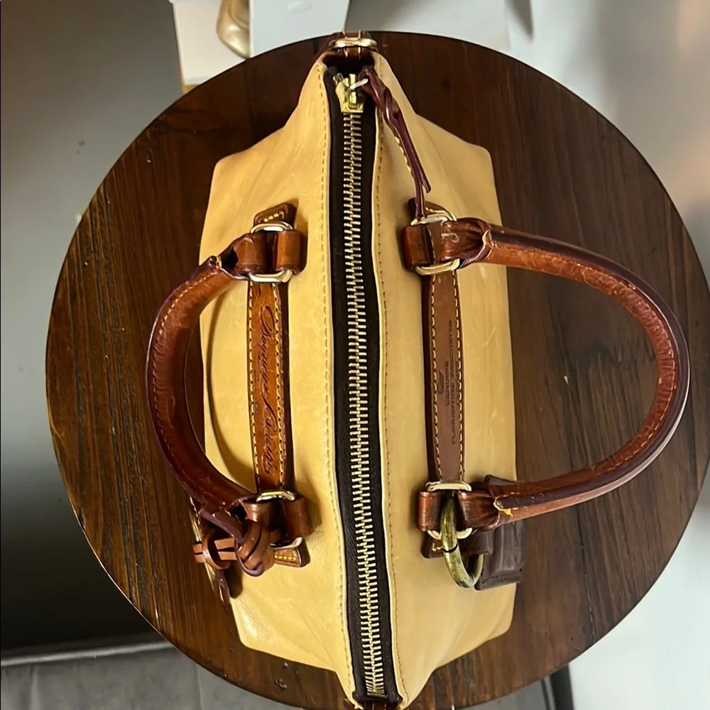 Dooney & Bourke Tan and Brown Satchel with Structured Design - Picture 9 of 13